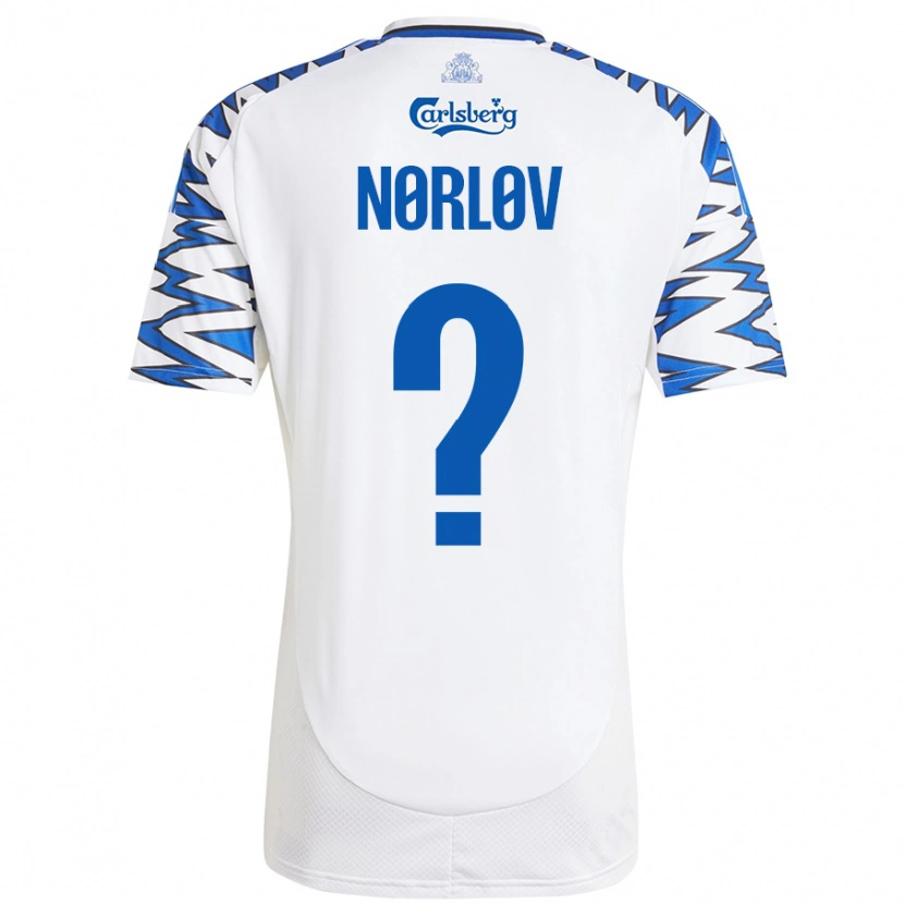 Danxen Kid William Nørløv #0 White Sky Blue Home Jersey 2024/25 T-Shirt