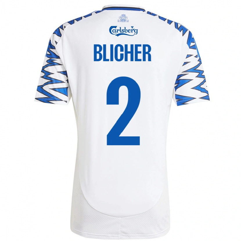 Danxen Kid Nicolai Blicher #2 White Sky Blue Home Jersey 2024/25 T-Shirt