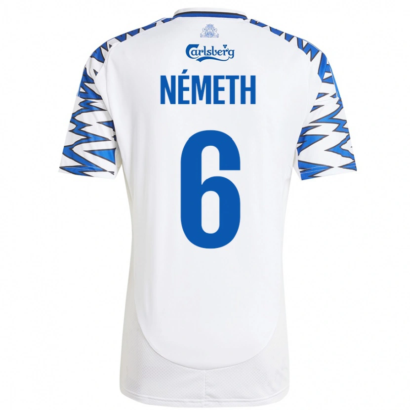 Danxen Kid Hunor Németh #6 White Sky Blue Home Jersey 2024/25 T-Shirt