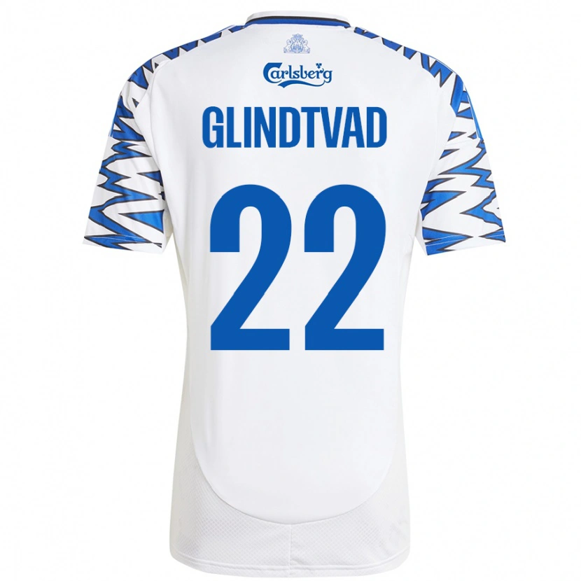 Danxen Kid William Glindtvad #22 White Sky Blue Home Jersey 2024/25 T-Shirt