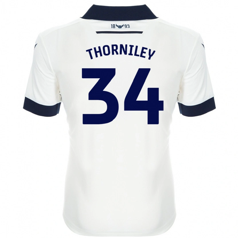 Danxen Kid Jordan Thorniley #34 White Navy Blue Away Jersey 2024/25 T-Shirt