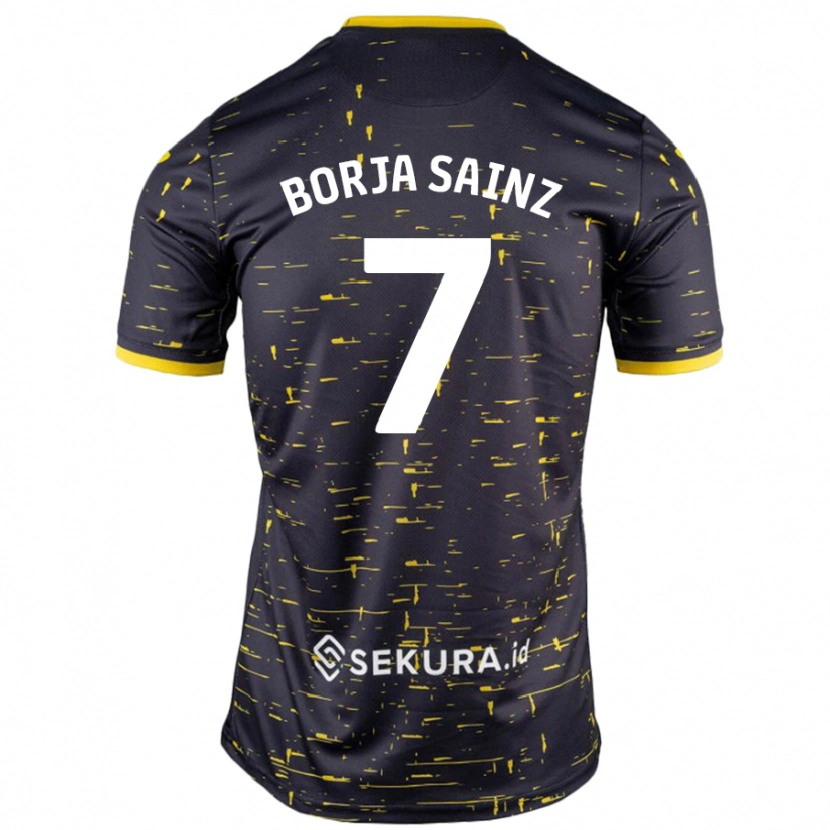 Danxen Kid Borja Sainz #7 Black Yellow Away Jersey 2024/25 T-Shirt