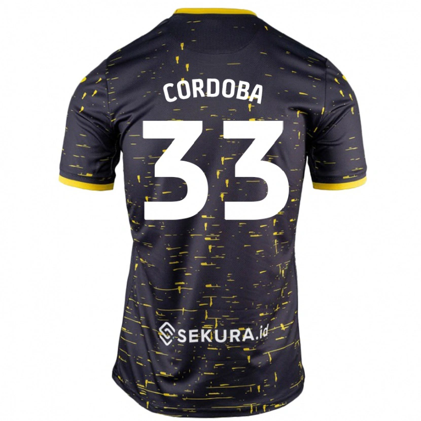 Danxen Kid José Córdoba #33 Black Yellow Away Jersey 2024/25 T-Shirt