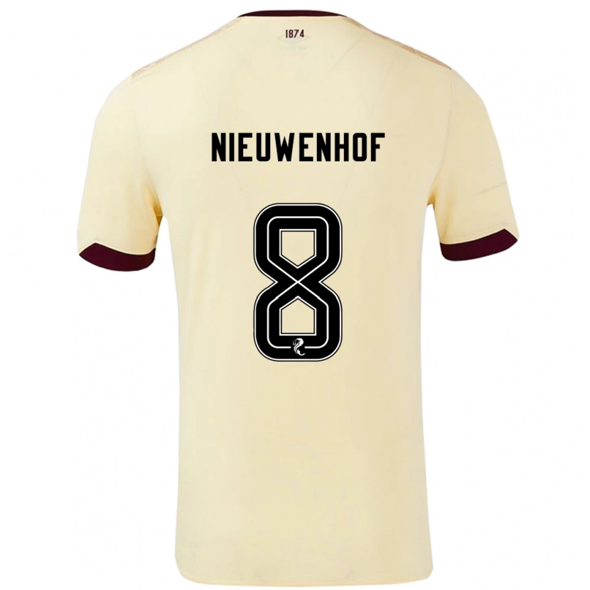 Danxen Kid Calem Nieuwenhof #8 Cream Burgundy Away Jersey 2024/25 T-Shirt