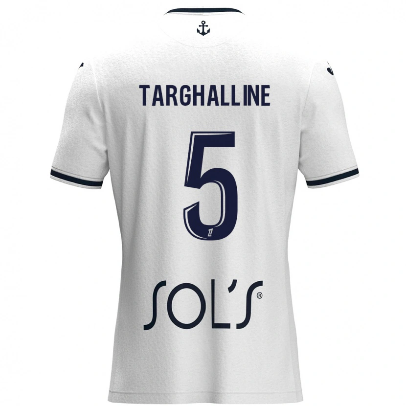 Danxen Kid Oussama Targhalline #5 White Dark Blue Away Jersey 2024/25 T-Shirt