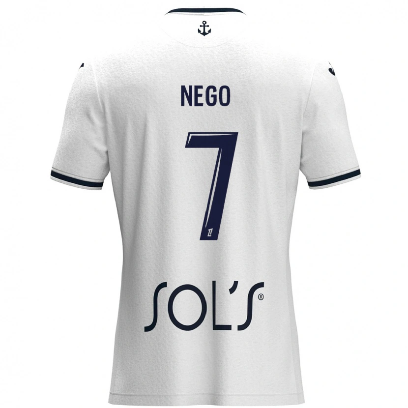 Danxen Kid Loïc Nego #7 White Dark Blue Away Jersey 2024/25 T-Shirt