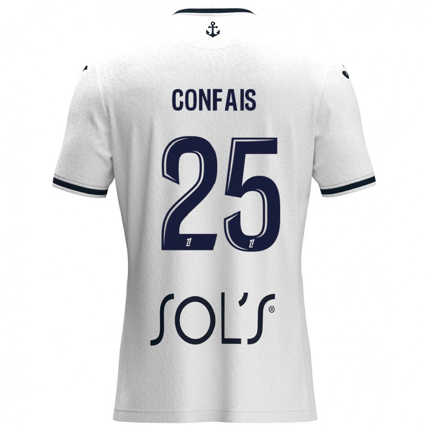 Danxen Kid Aloïs Confais #25 White Dark Blue Away Jersey 2024/25 T-Shirt