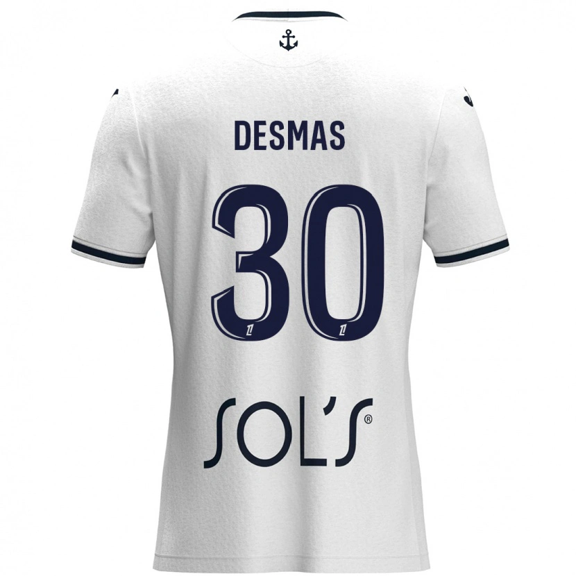 Danxen Kid Arthur Desmas #30 White Dark Blue Away Jersey 2024/25 T-Shirt