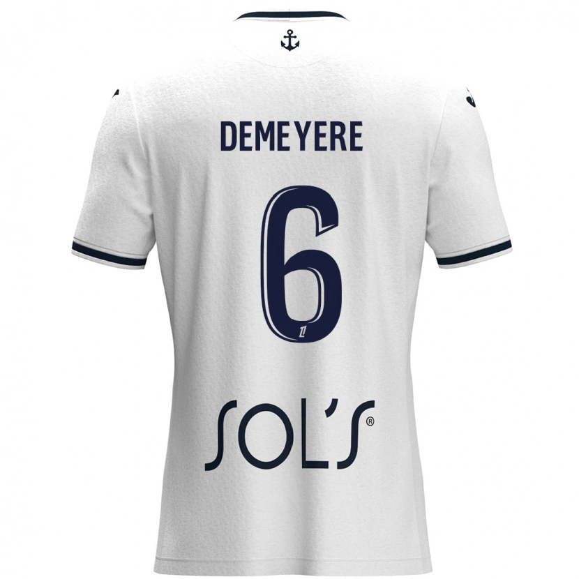 Danxen Kid Silke Demeyere #6 White Dark Blue Away Jersey 2024/25 T-Shirt