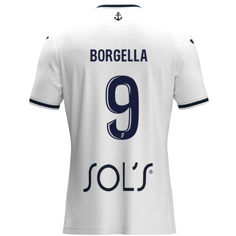 Danxen Kid Roselord Borgella #9 White Dark Blue Away Jersey 2024/25 T-Shirt