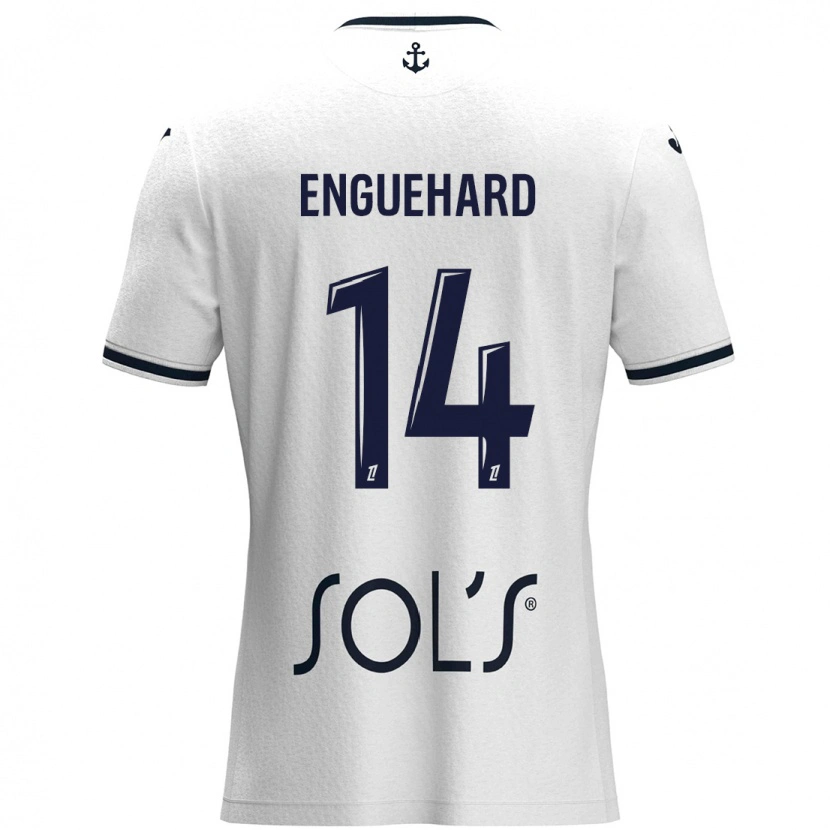 Danxen Kid Romane Enguehard #14 White Dark Blue Away Jersey 2024/25 T-Shirt