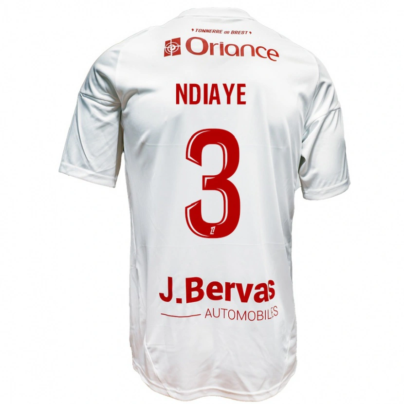 Danxen Kid Abdoulaye Ndiaye #3 White Red Away Jersey 2024/25 T-Shirt