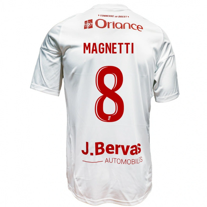 Danxen Kid Hugo Magnetti #8 White Red Away Jersey 2024/25 T-Shirt