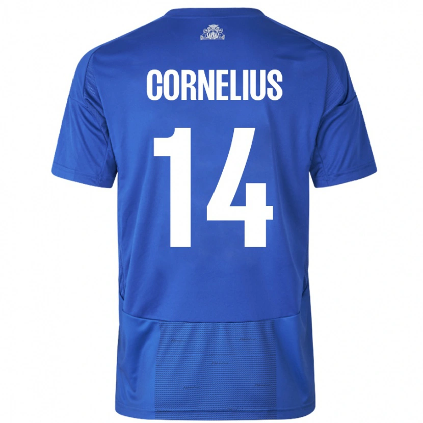 Danxen Kid Andreas Cornelius #14 White Blue Away Jersey 2024/25 T-Shirt