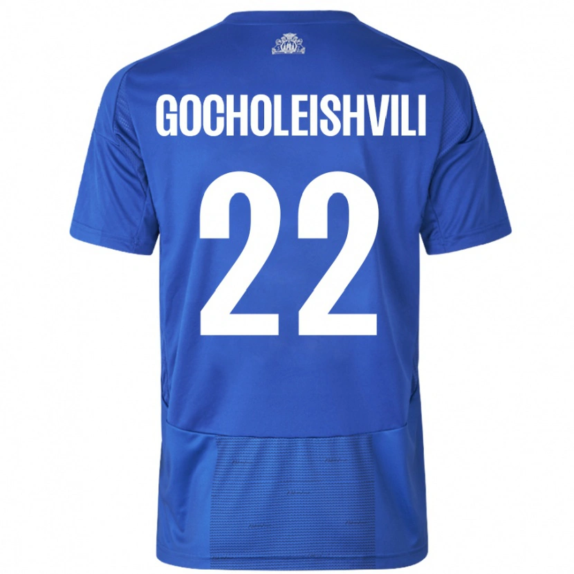 Danxen Kid Giorgi Gocholeishvili #22 White Blue Away Jersey 2024/25 T-Shirt