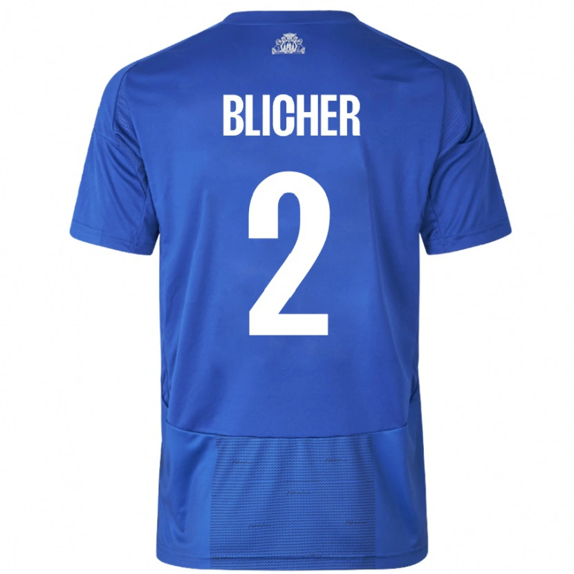 Danxen Kid Nicolai Blicher #2 White Blue Away Jersey 2024/25 T-Shirt