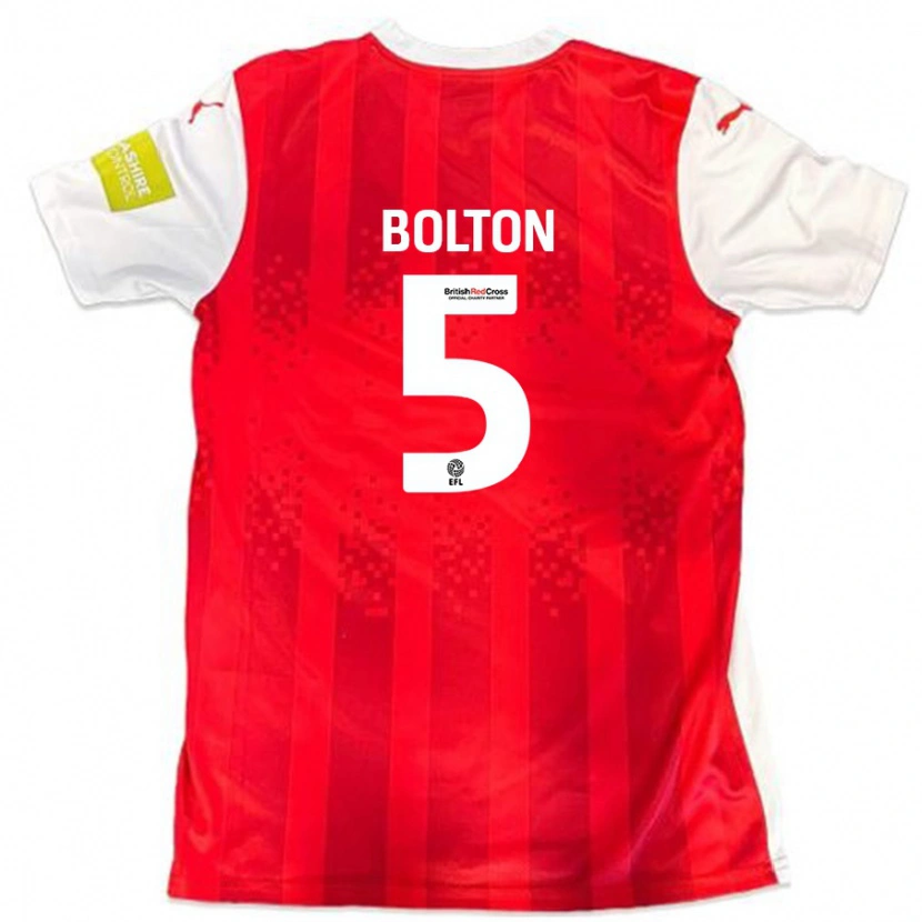 Danxen Men James Bolton #5 Red White Home Jersey 2024/25 T-Shirt