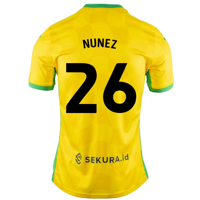 Danxen Men Marcelino Núñez #26 Yellow Green Home Jersey 2024/25 T-Shirt