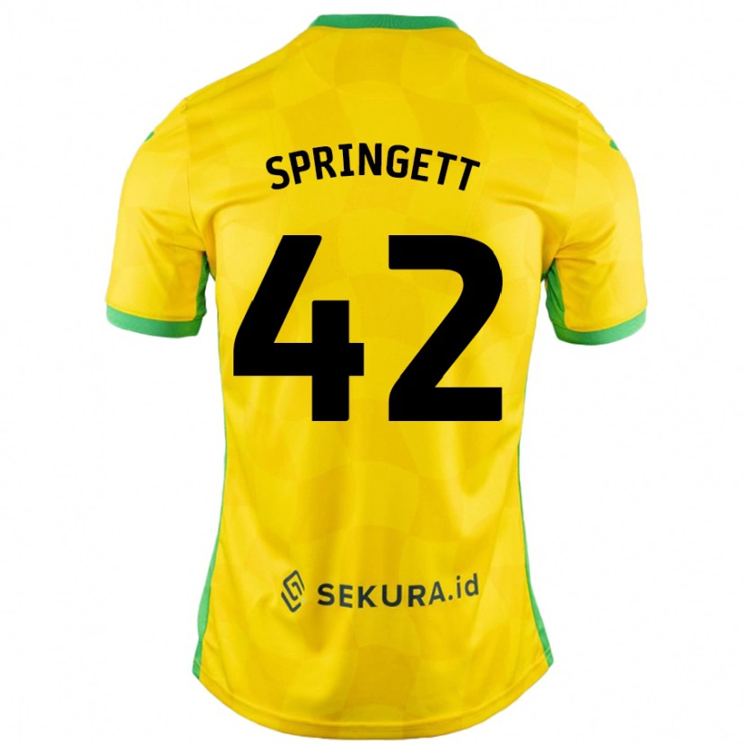 Danxen Men Tony Springett #42 Yellow Green Home Jersey 2024/25 T-Shirt