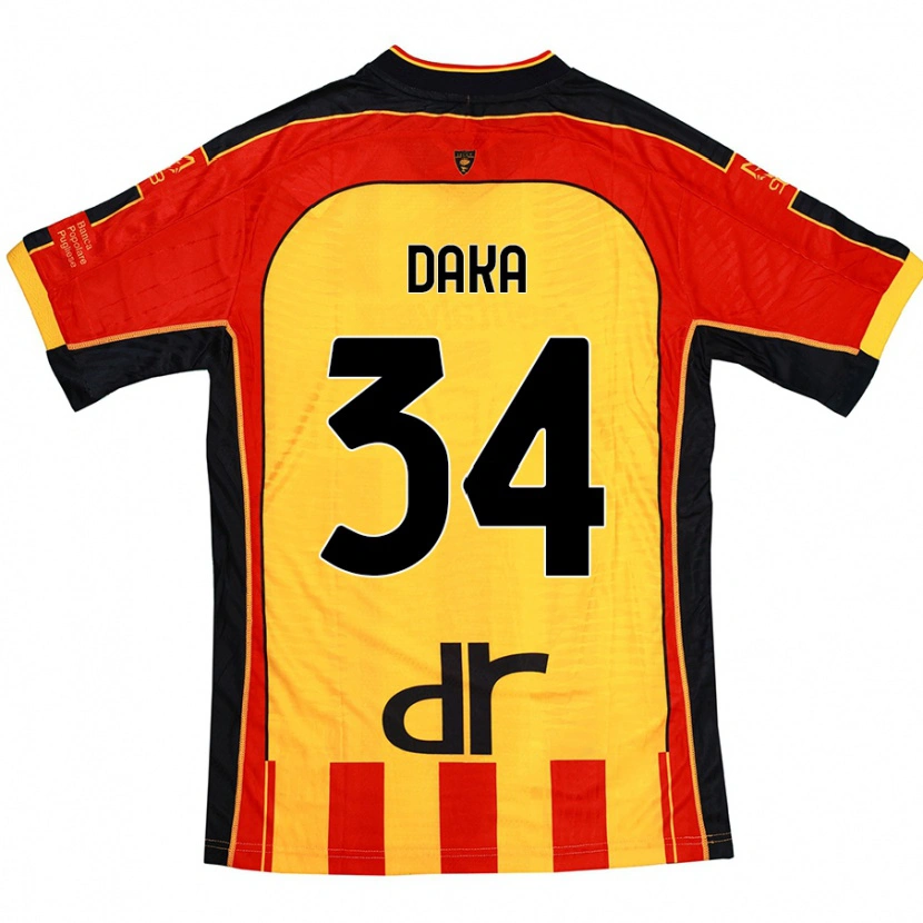 Danxen Men Dario Daka #34 Yellow Red Home Jersey 2024/25 T-Shirt