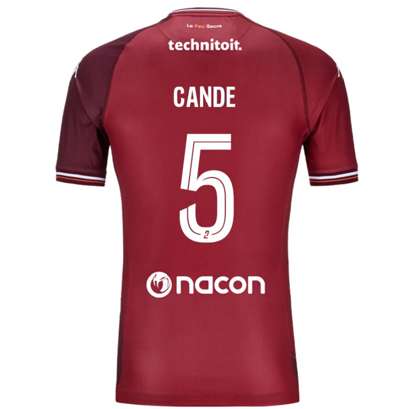 Danxen Men Fali Candé #5 Red Granata Home Jersey 2024/25 T-Shirt