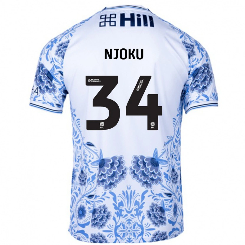 Danxen Men Brandon Njoku #34 White Blue Away Jersey 2024/25 T-Shirt