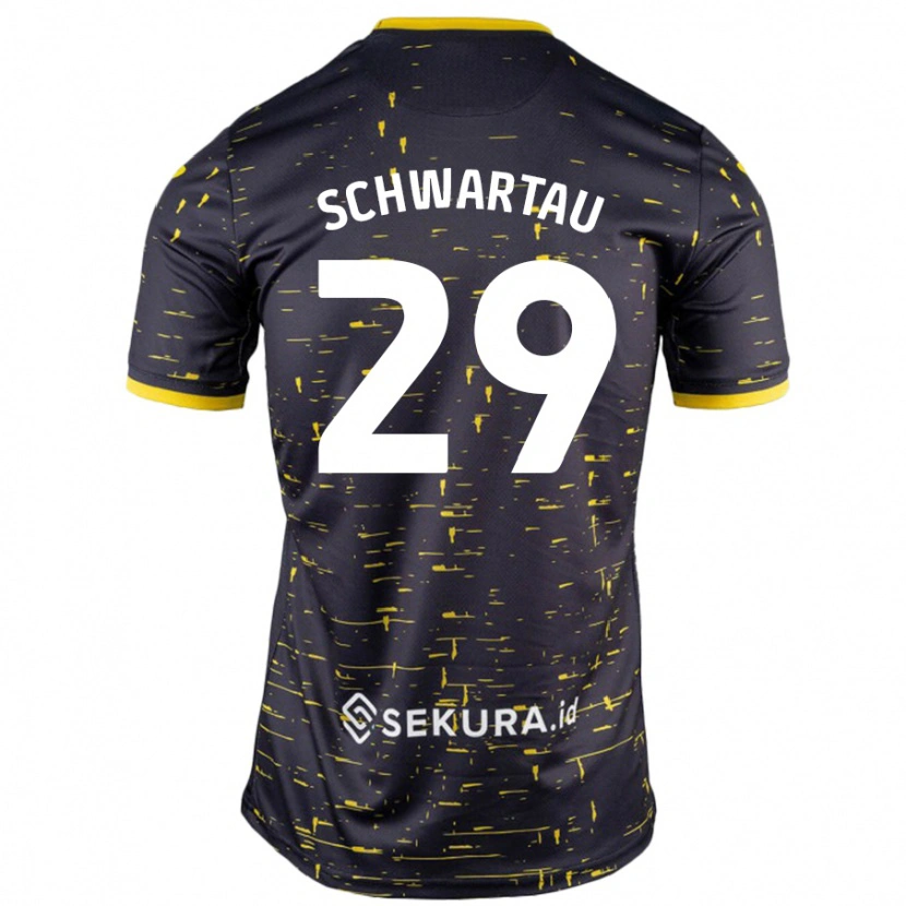 Danxen Men Oscar Schwartau #29 Black Yellow Away Jersey 2024/25 T-Shirt