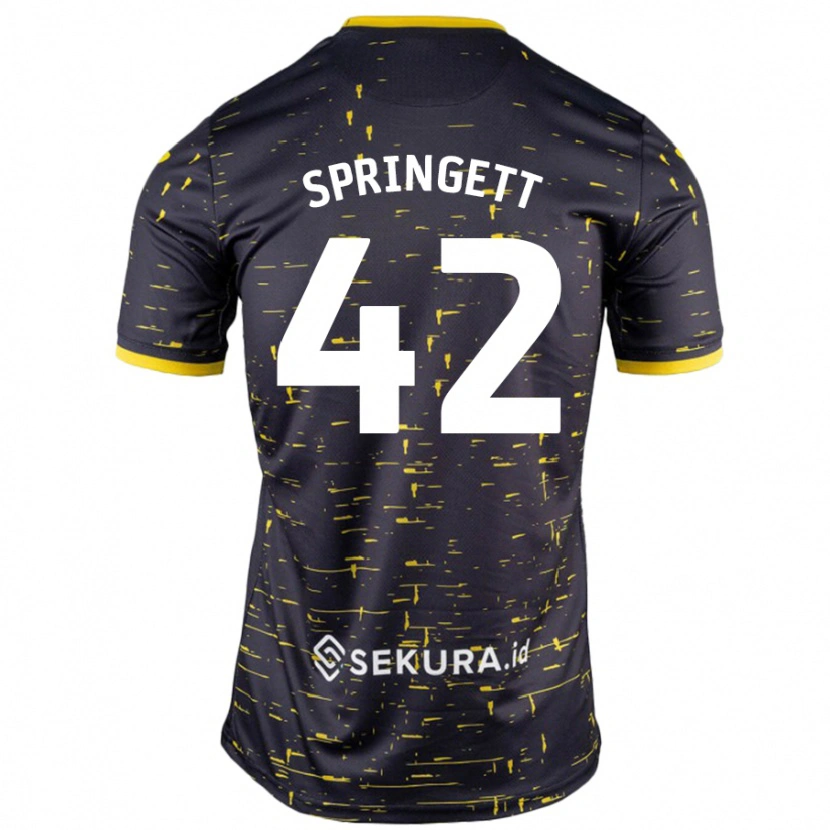 Danxen Men Tony Springett #42 Black Yellow Away Jersey 2024/25 T-Shirt