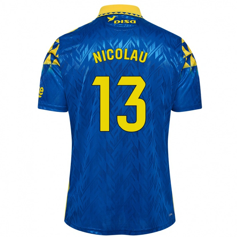 Danxen Men Nacho Nicolau #13 Blue Yellow Away Jersey 2024/25 T-Shirt