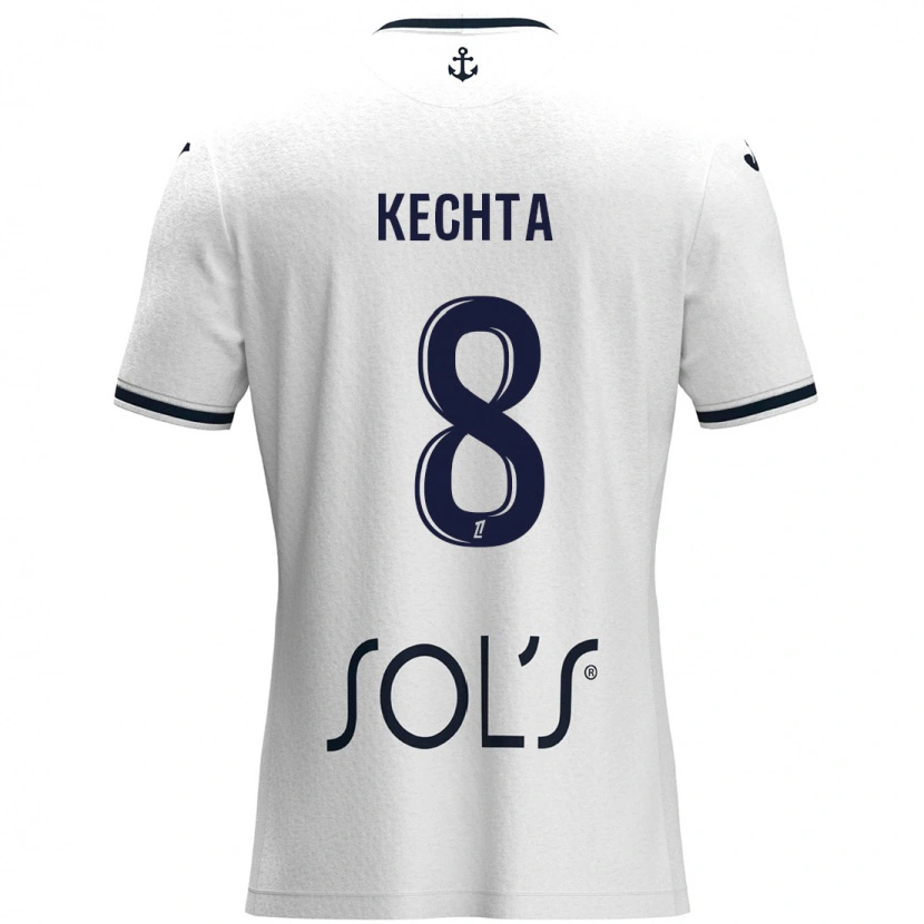 Danxen Men Yassine Kechta #8 White Dark Blue Away Jersey 2024/25 T-Shirt