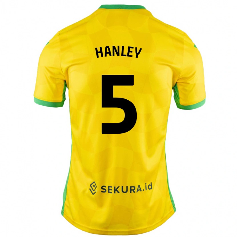 Danxen Women Grant Hanley #5 Yellow Green Home Jersey 2024/25 T-Shirt