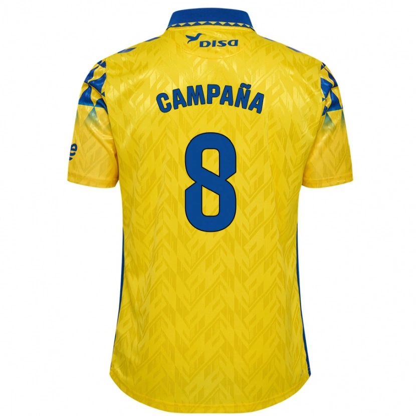 Danxen Women José Campaña #8 Yellow Blue Home Jersey 2024/25 T-Shirt