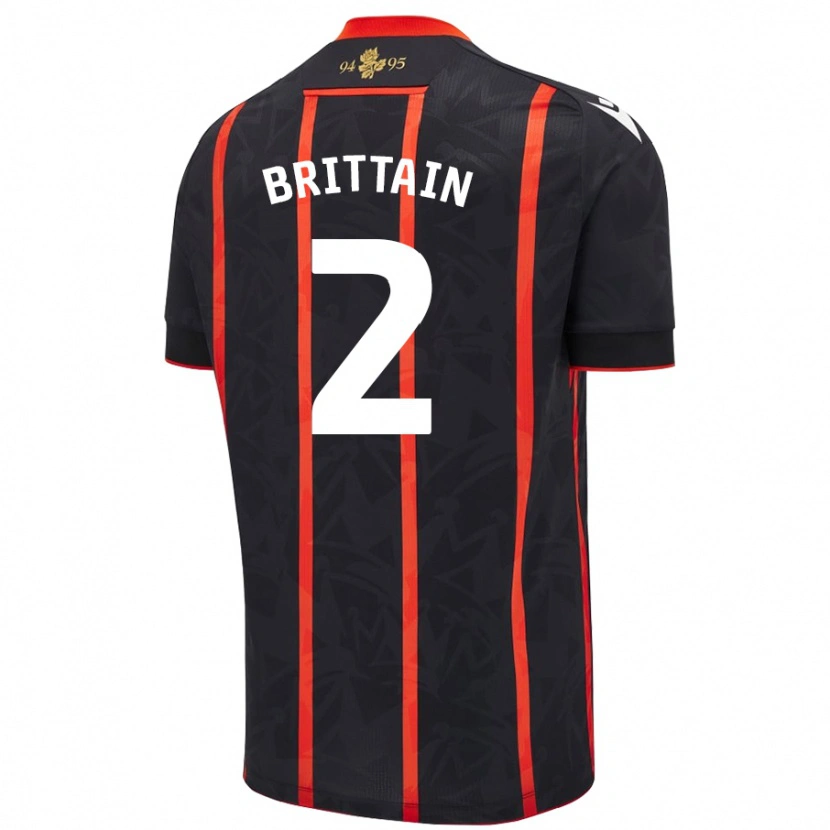 Danxen Women Callum Brittain #2 Black Red Away Jersey 2024/25 T-Shirt