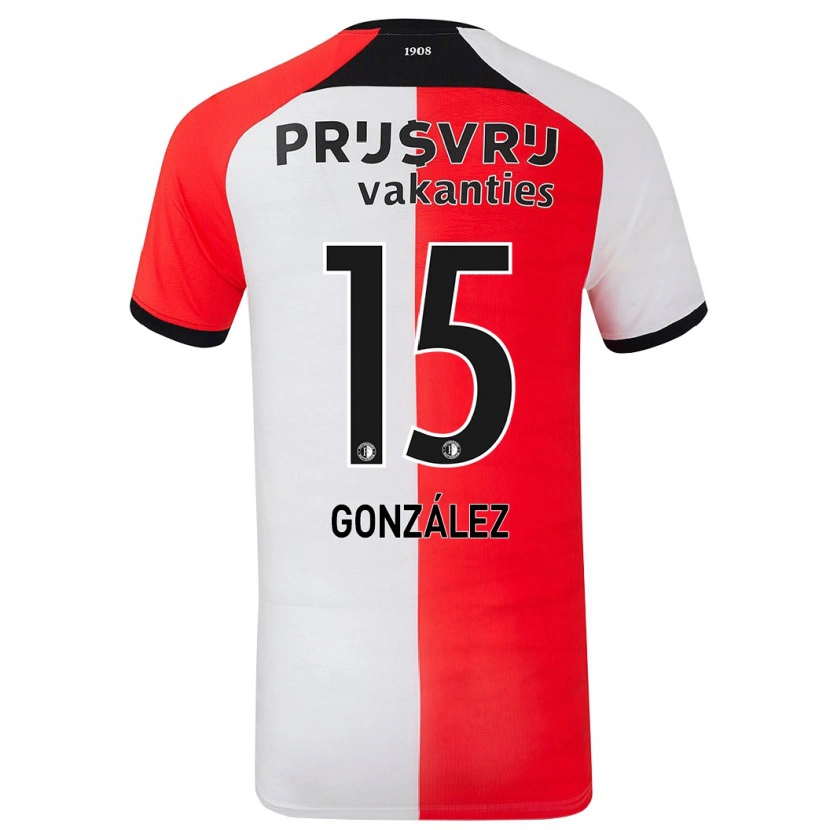 Danxen Kid Facundo González #15 Red White Home Jersey 2024/25 T-Shirt