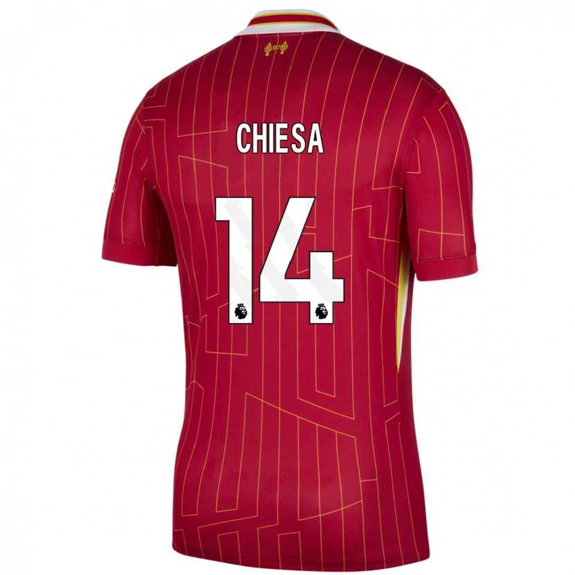 Danxen Kid Federico Chiesa #14 Red Yellow White Home Jersey 2024/25 T-Shirt