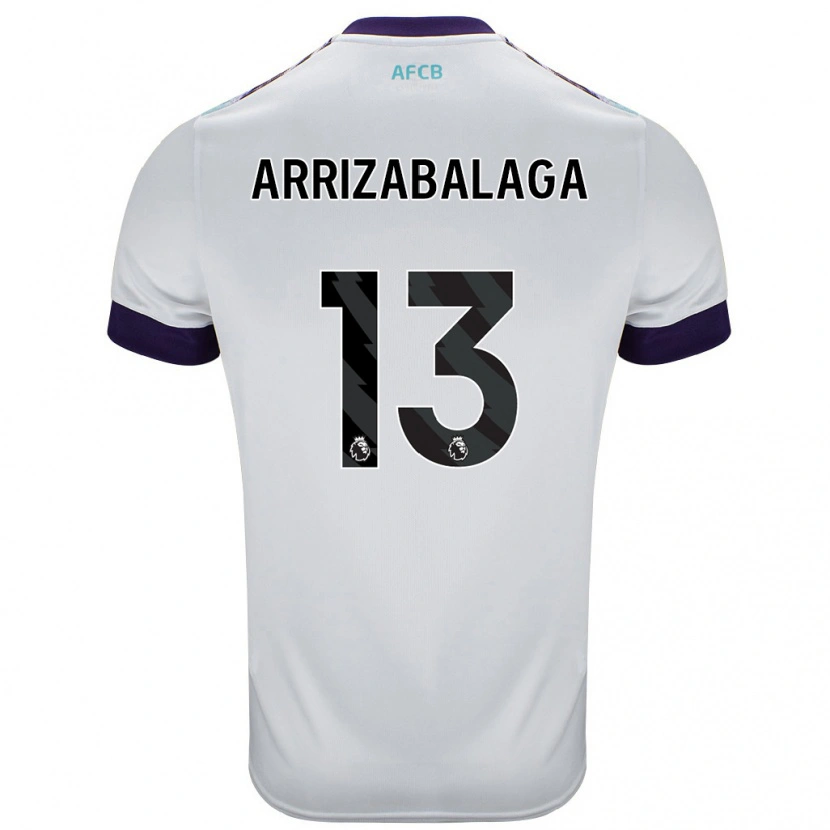 Danxen Kid Kepa Arrizabalaga #13 White Green Purple Away Jersey 2024/25 T-Shirt