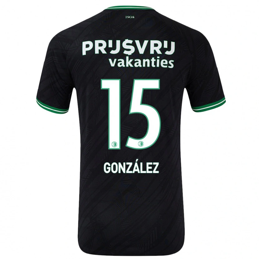 Danxen Kid Facundo González #15 Black Green Away Jersey 2024/25 T-Shirt