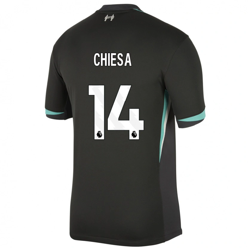 Danxen Kid Federico Chiesa #14 Black Anthracite White Away Jersey 2024/25 T-Shirt