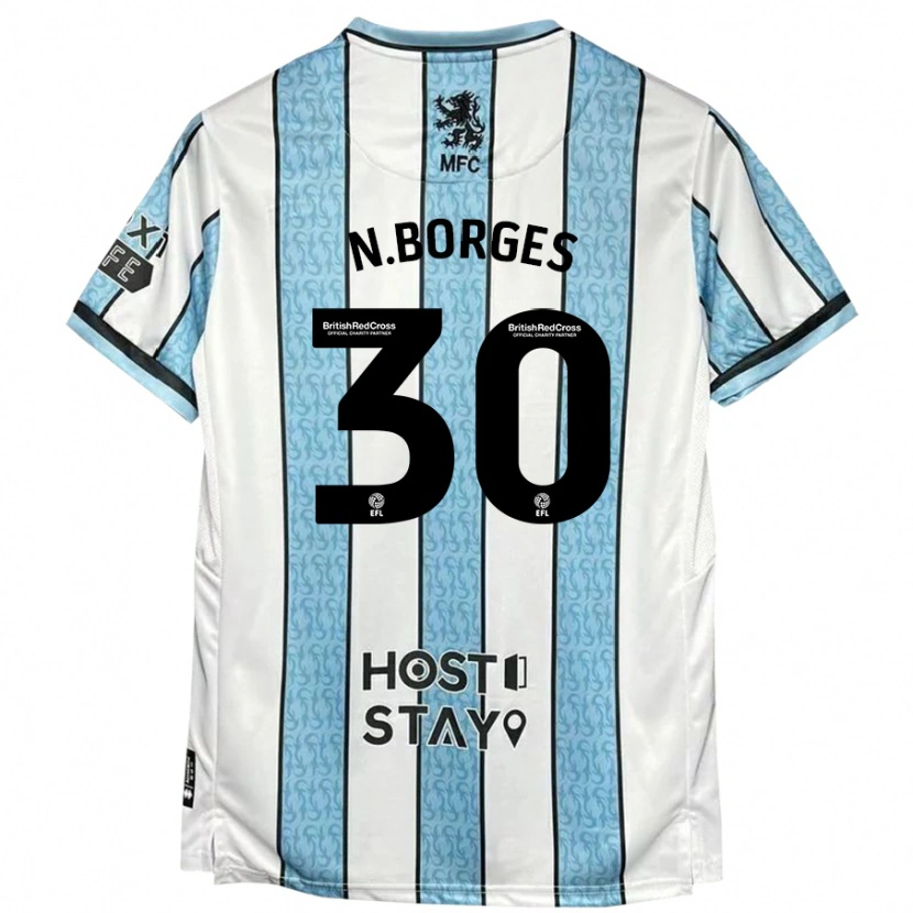 Danxen Kid Neto Borges #30 White Blue Away Jersey 2024/25 T-Shirt