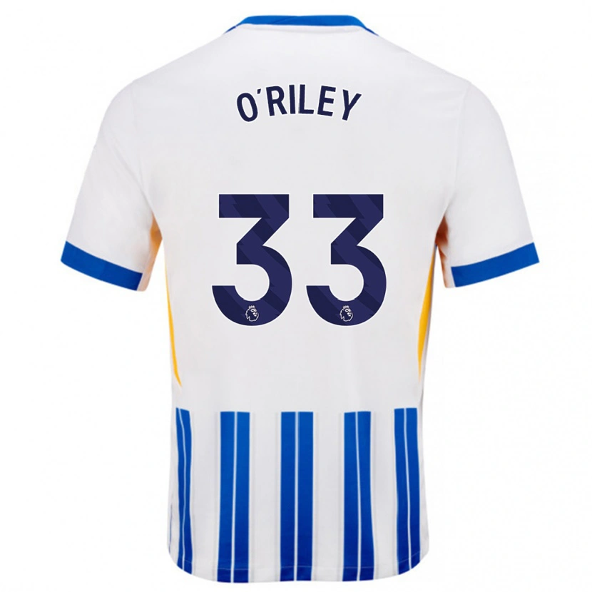 Danxen Men Matt O'riley #33 White Blue Pinstripes Home Jersey 2024/25 T-Shirt