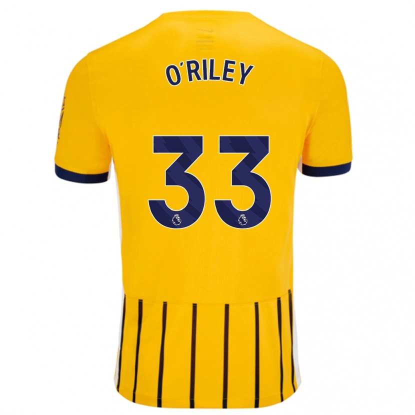 Danxen Men Matt O'riley #33 Gold Blue Pinstripes Away Jersey 2024/25 T-Shirt